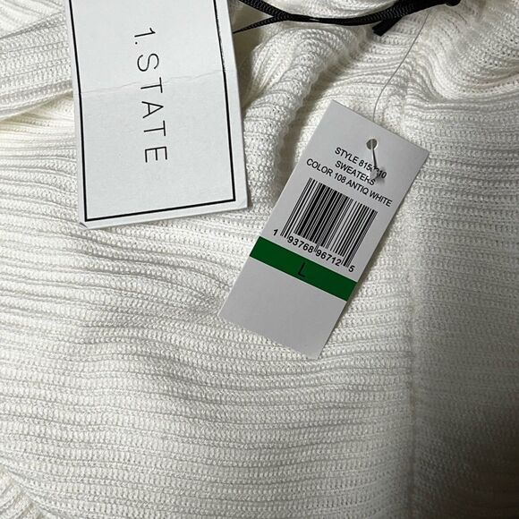 NWT Revolve 1.State Ribbed Balloon Sleeve Cotton Modal Blend Sweater Size L - Picture 9 of 9